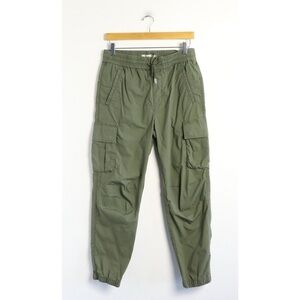 Mango Man green cargo pants khaki workwear casual hiking drawstring forest 28